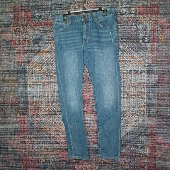 JCREW mens dark distressed FLEX slim fit jeans 32x32 EUC - Picture 1 of 8